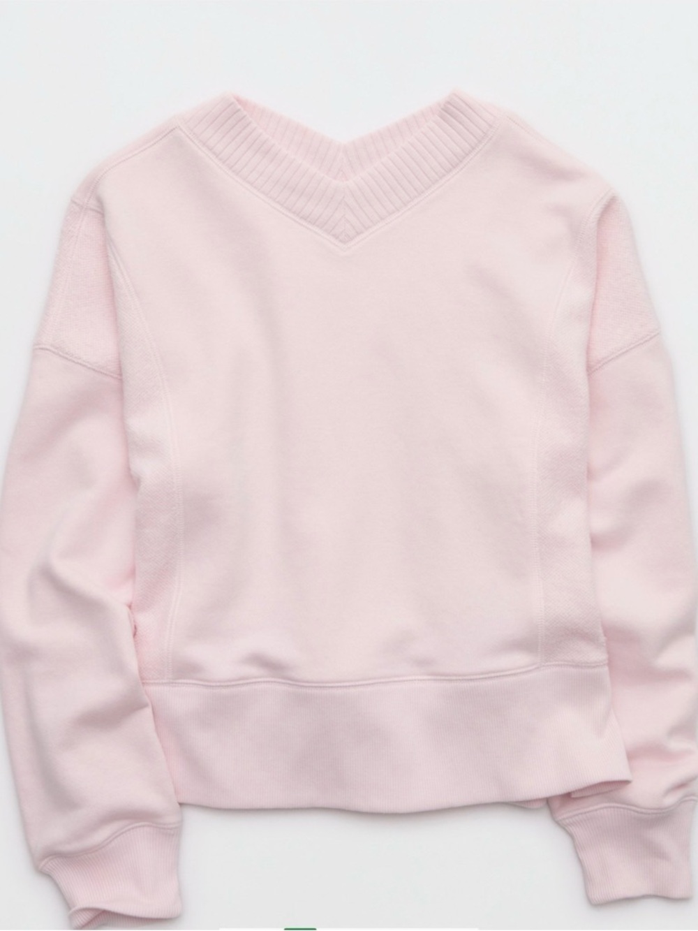 Aerie Apres-Chill Sweatshirt Large NWT Pink Petal Cozy Textured Pullover - Picture 3 of 12